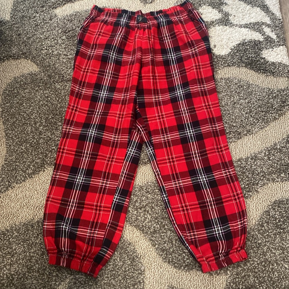 Victoria's Secret Red Plaid Flannel Pajama Joggers Medium Short